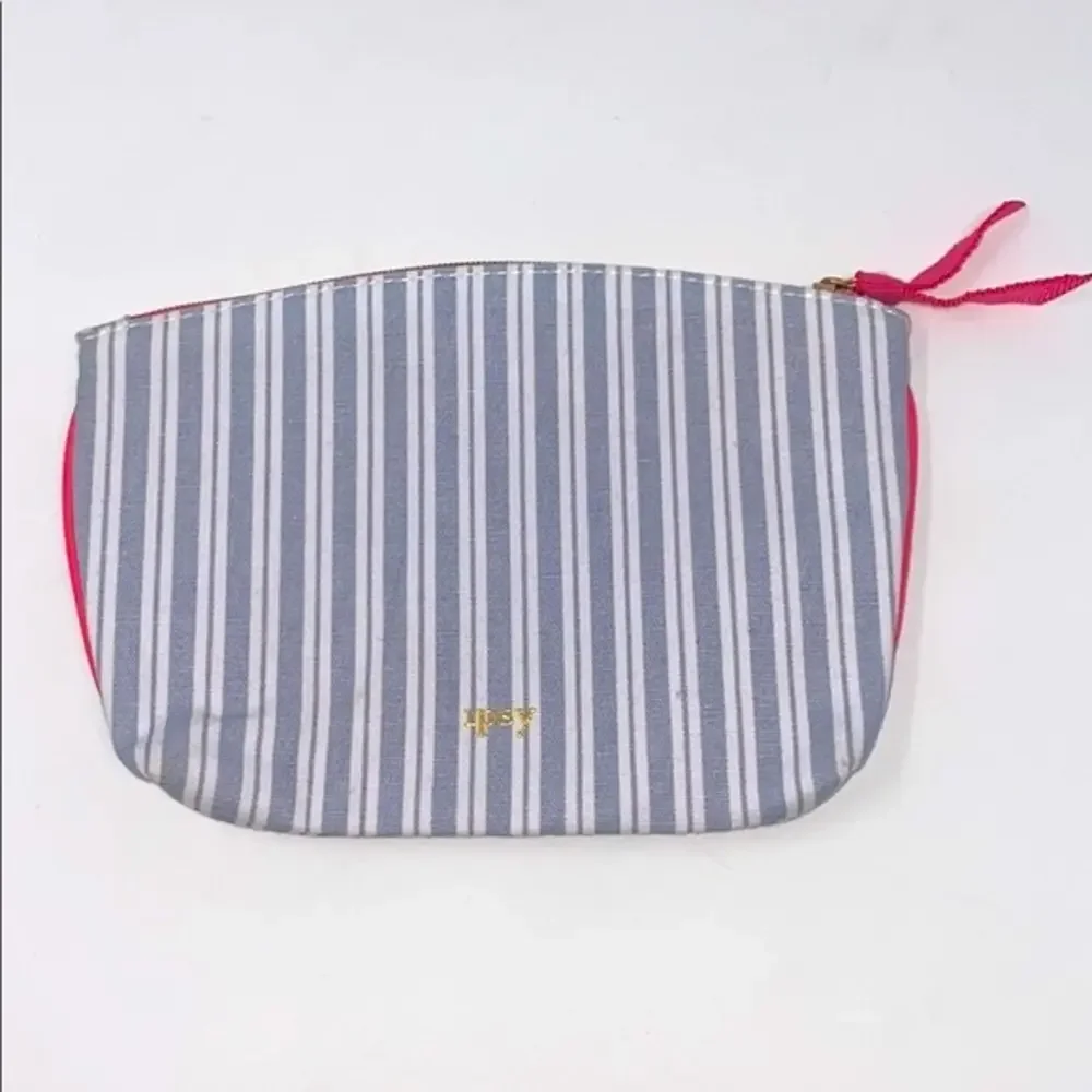 Ipsy Blue & White Striped Makeup Bag Cosmetic Pouch
